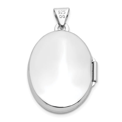 Sterling Silver Rhodium-Plated Polished 21mm Oval Locket