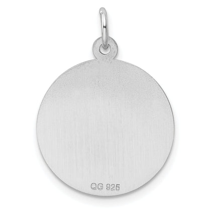 Sterling Silver Rhodium-Plated Engraveable Boy Disc Charm