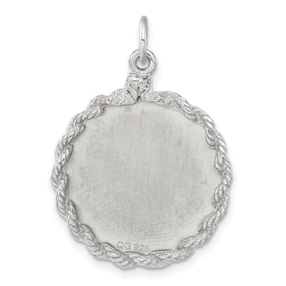 Sterling Silver Engraveable Polished Front/Satin Back Boy Disc Charm
