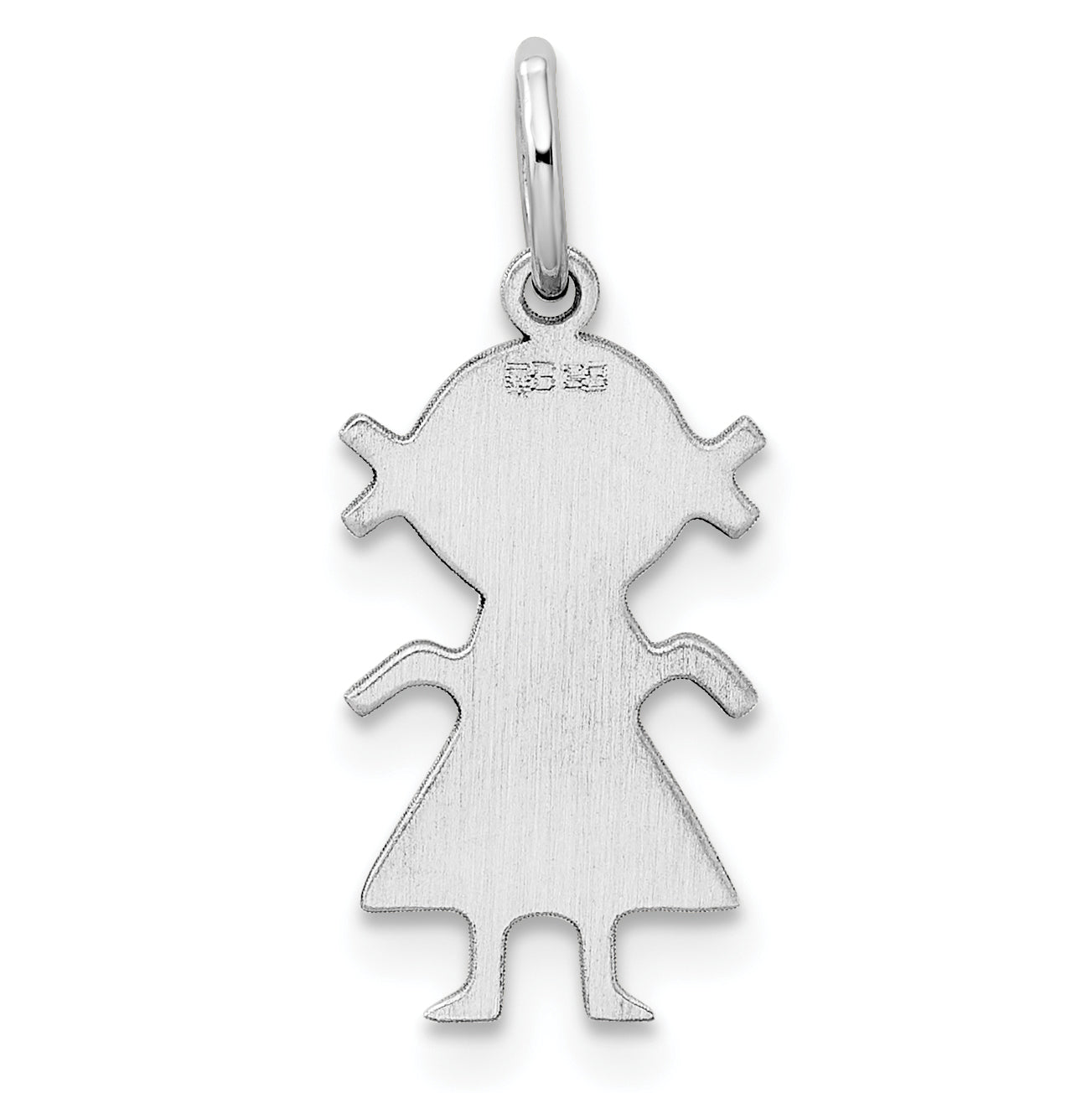 Sterling Silver Ss Rh-Plt D/C Engraveable Girl Polished Front/Satin Back Disc Charm