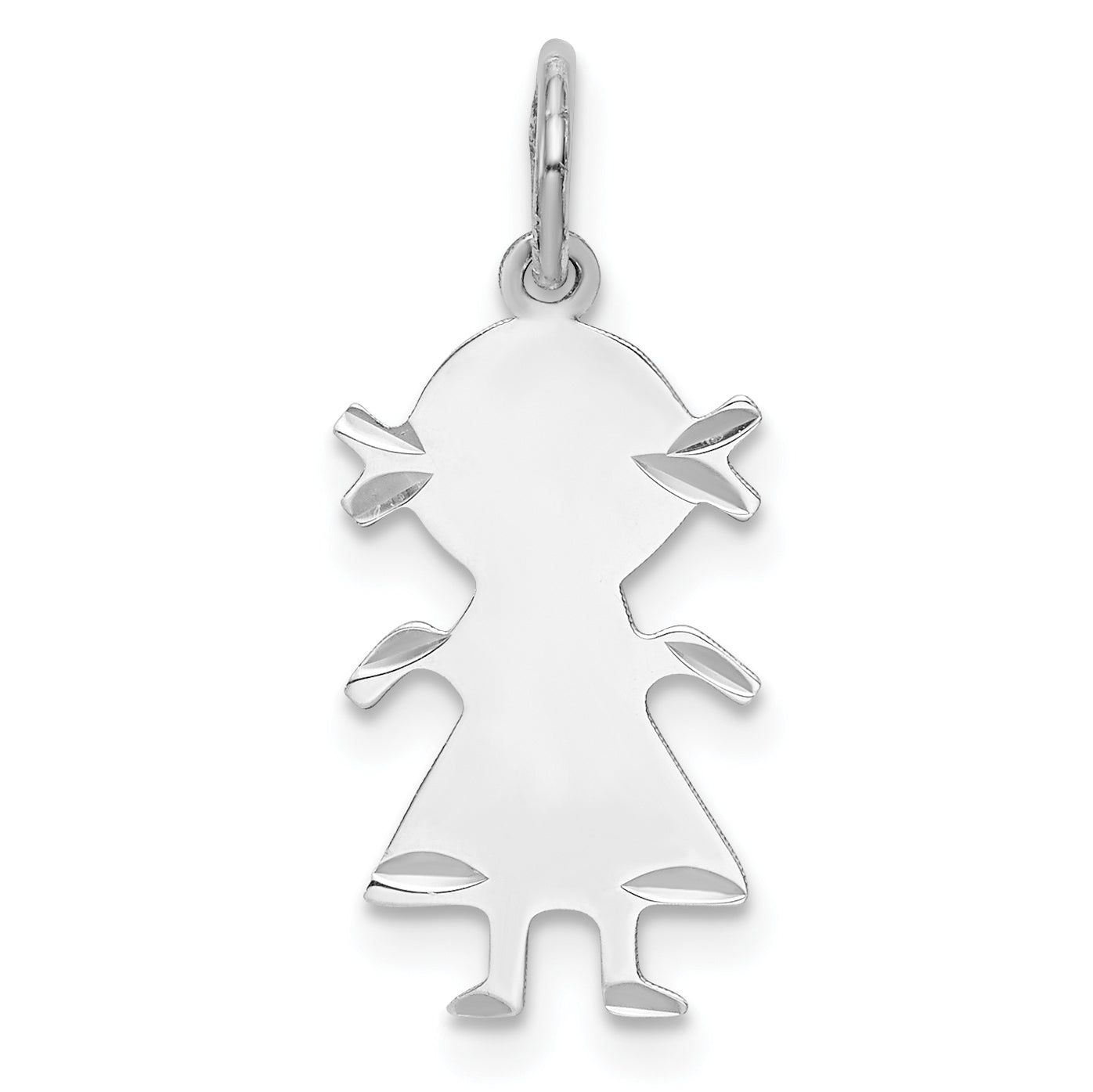 Sterling Silver Rh-Plt Engraveable Girl Polished Front/Back Disc Charm