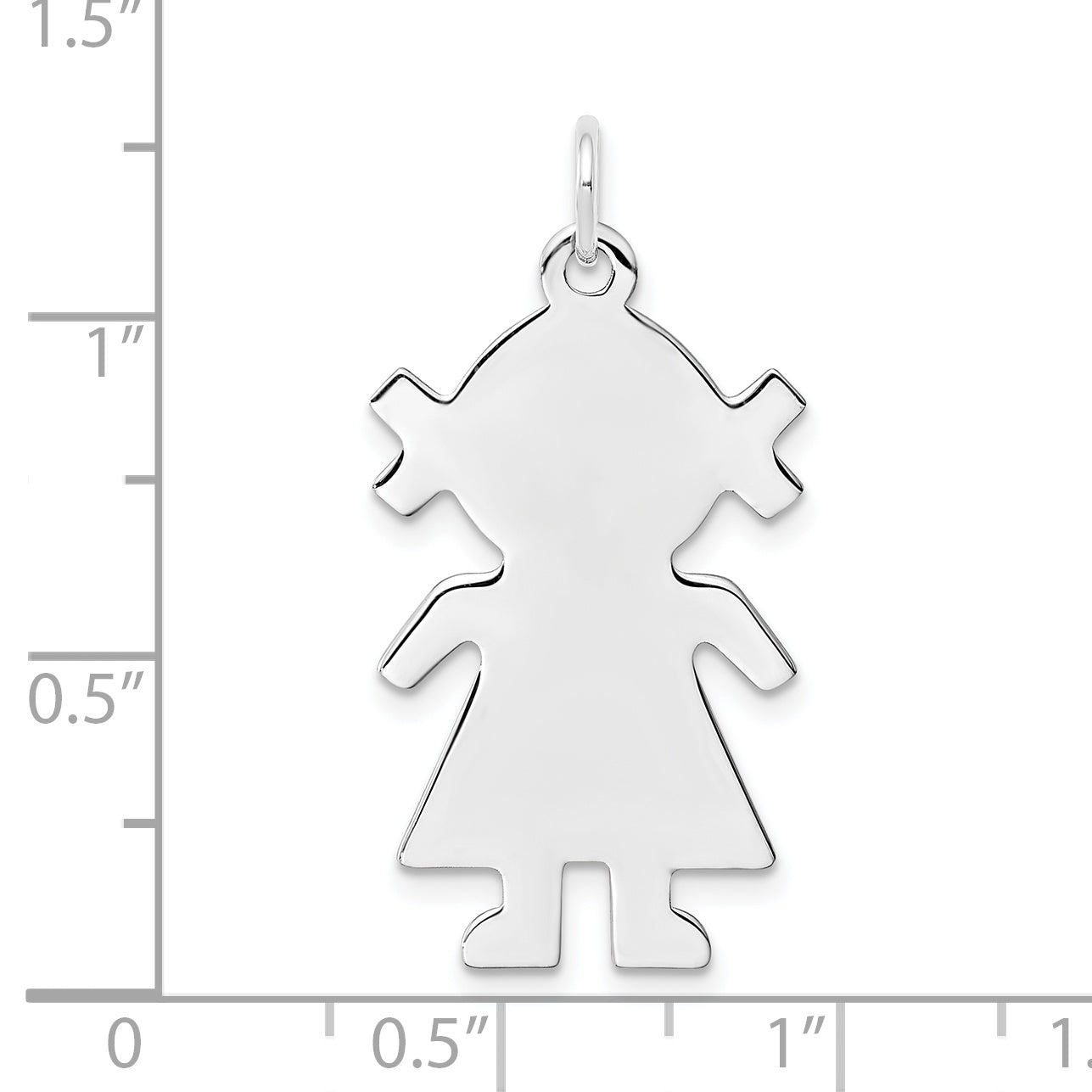 Sterling Silver Rhod-Plated Eng. Girl Polished Front/Satin Back Disc Charm