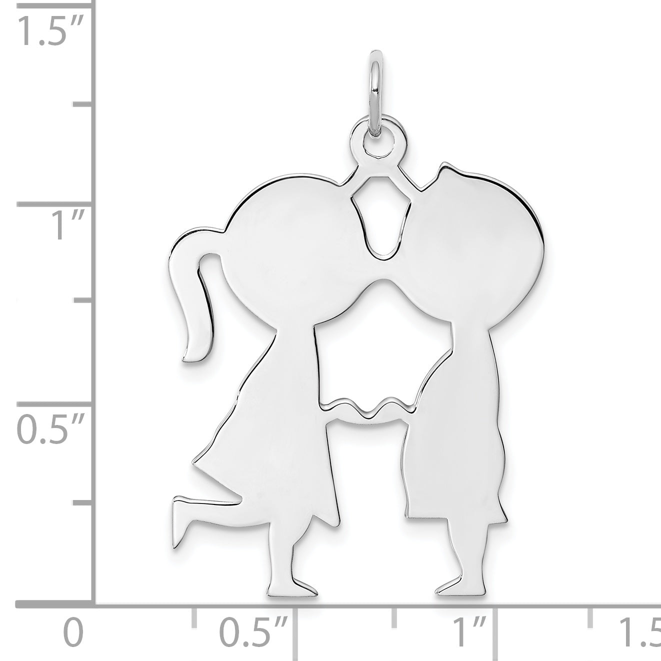 Sterling Silver Rhodium-Plated Engraveable Boy/Girl Disc Charm