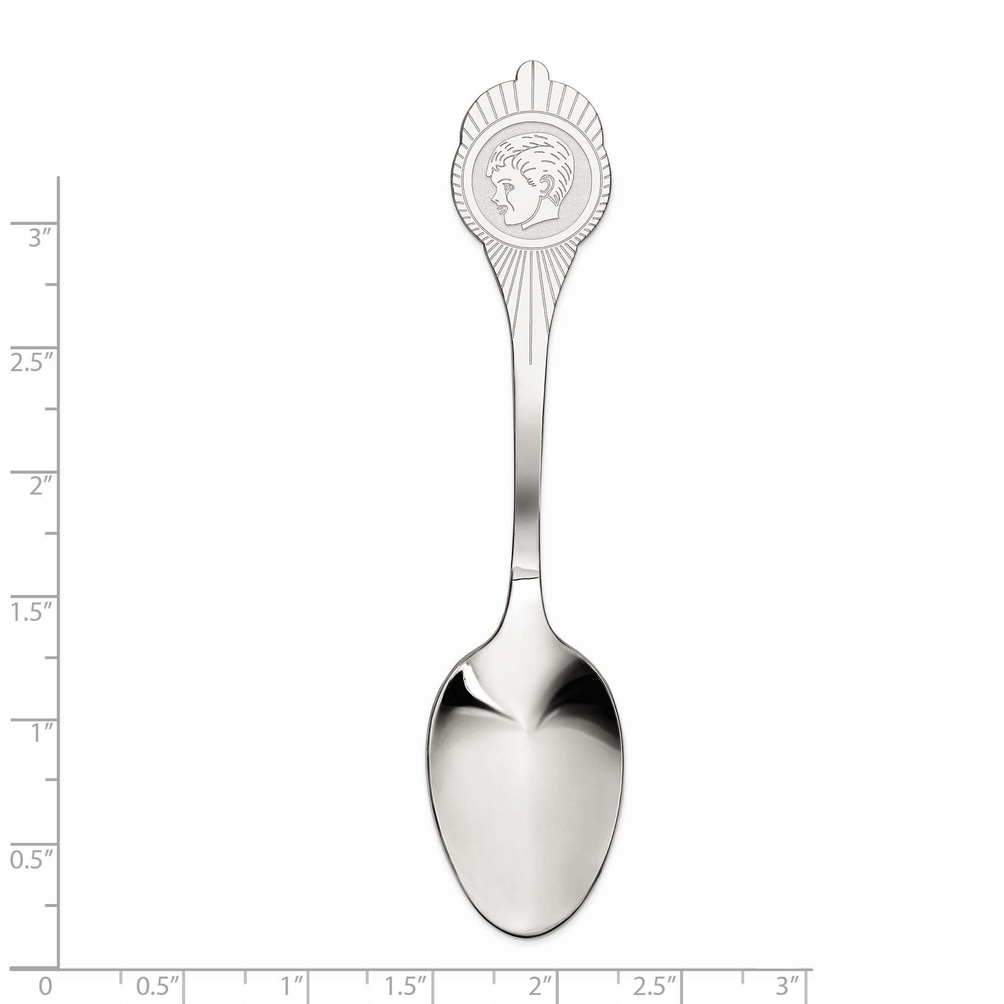 Sterling Silver Rhodium-Plated Boy Polished Front/Satin Back Spoon