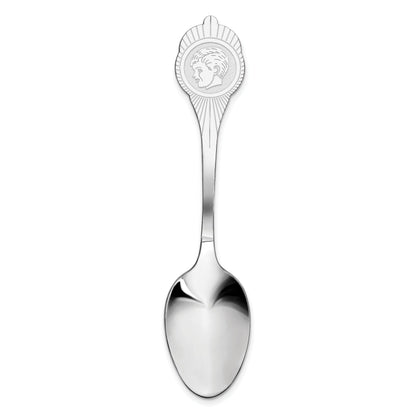 Sterling Silver Rhodium-Plated Boy Polished Front/Satin Back Spoon