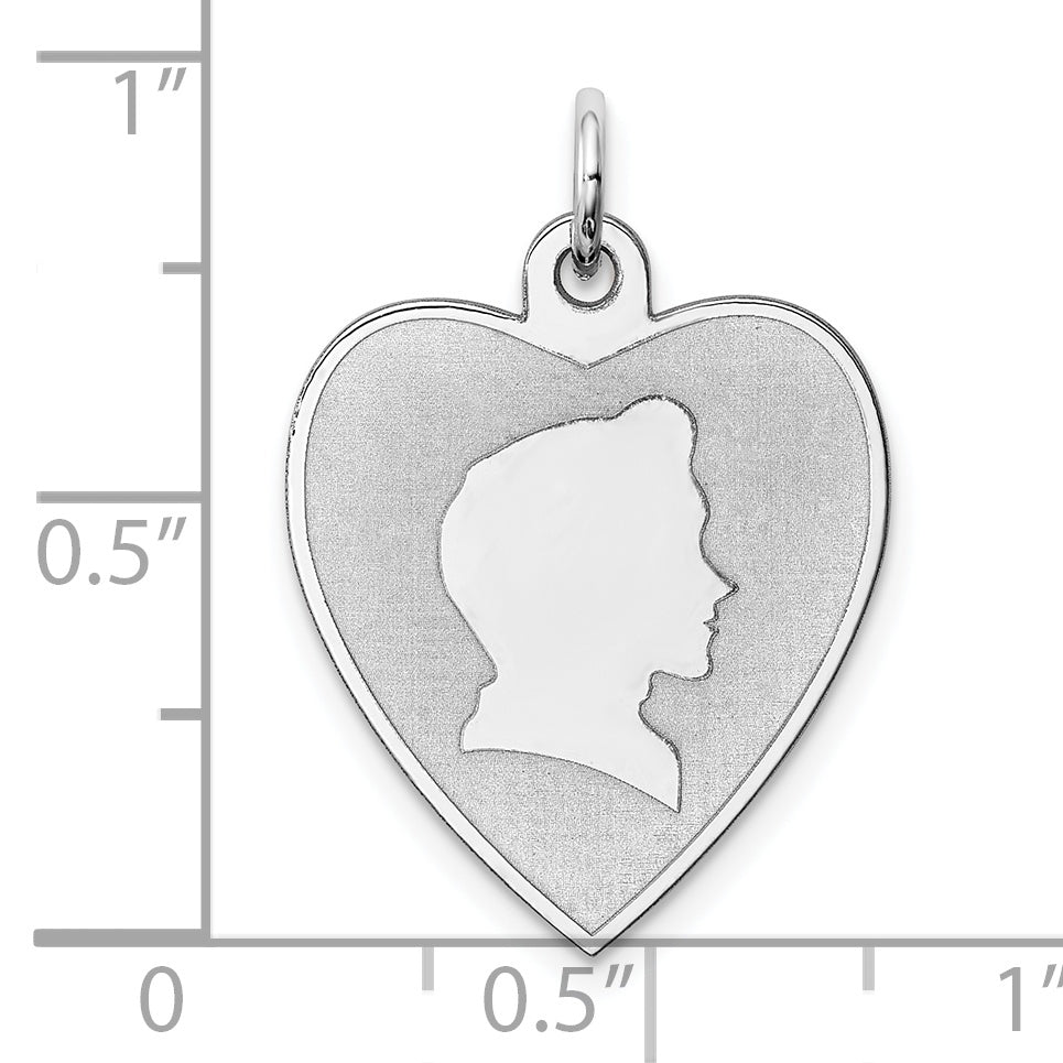 Sterling Silver Rhodium-Plated Engraveable Boy Disc Charm