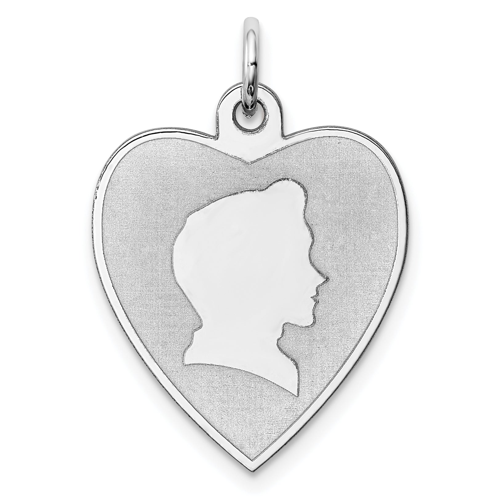 Sterling Silver Rhodium-Plated Engraveable Boy Disc Charm