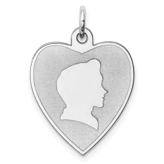 Sterling Silver Rhodium-Plated Engraveable Boy Disc Charm