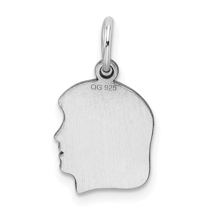 Sterling Silver Rh-Plt Engraveable Girl Disc Charm Polish On Front/Back