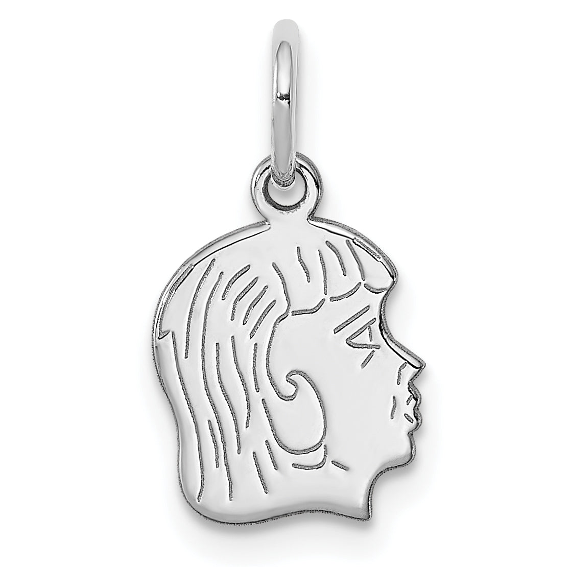 Sterling Silver Rh-Plt Engraveable Girl Disc Charm Polish On Front/Back