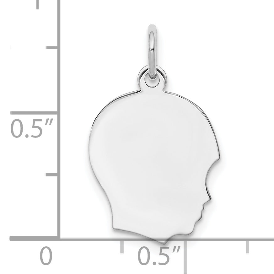 Sterling Silver Rh-Plt Engraveable Boy Disc Charm Polish On Front/Back