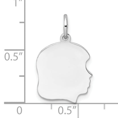 Sterling Silver Sterl Rh-Plt Engraveable Girl Polished Front/Satin Back Disc Charm
