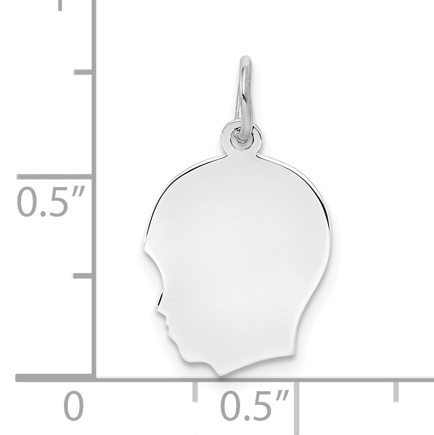 Sterling Silver Sterl Rh-Plt Engraveable Boy Polished Front/Satin Back Disc Charm