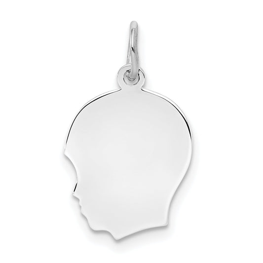 Sterling Silver Sterl Rh-Plt Engraveable Boy Polished Front/Satin Back Disc Charm