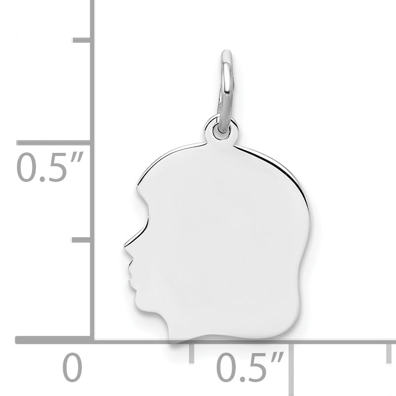 Sterling Silver Rh-Plt Engraveable Girl Disc Charm Polish On Front/Back
