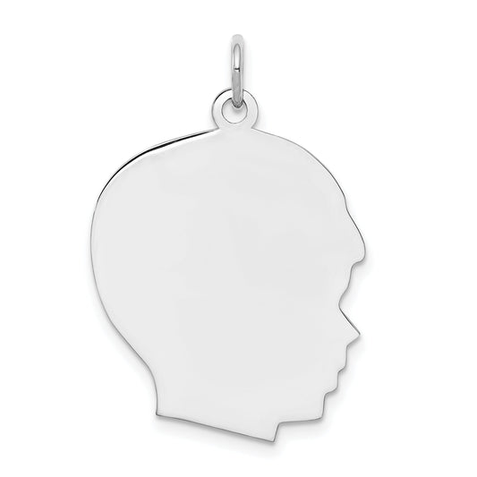 Sterling Silver Sterl Rh-Plt Engraveable Boy Polished Front/Satin Back Disc Charm