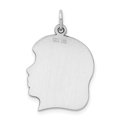 Sterling Silver Rh-Plt Engraveable Girl Disc Charm Polish On Front/Back