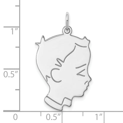 Sterling Silver Sterl Rh-Plt Engraveable Boy Polished Front/Satin Back Disc Charm