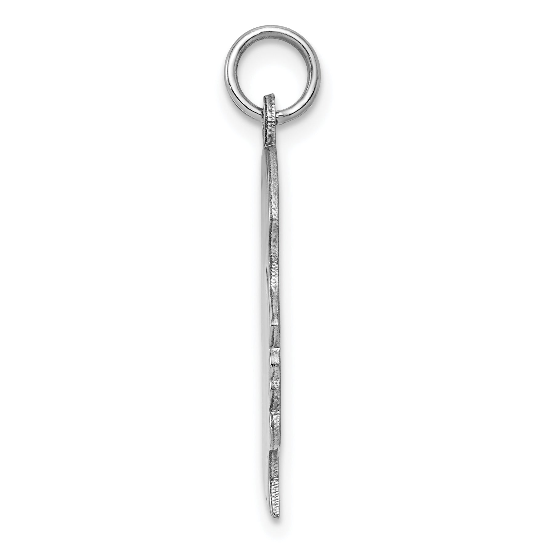 Sterling Silver Rhod-Plated Eng. Girl Polished Front/Satin Back Disc Charm