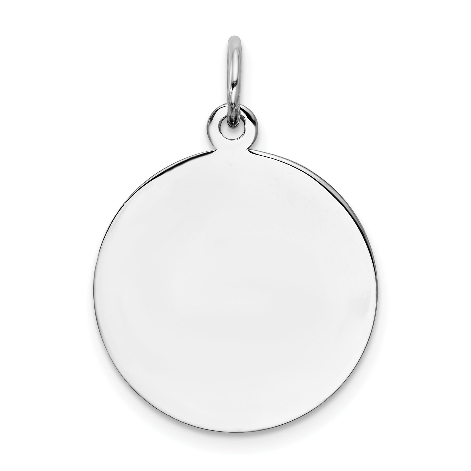 Sterling Silver Ss Rh-Plt Engraveable Round Polished Front/Satin Back Disc Charm