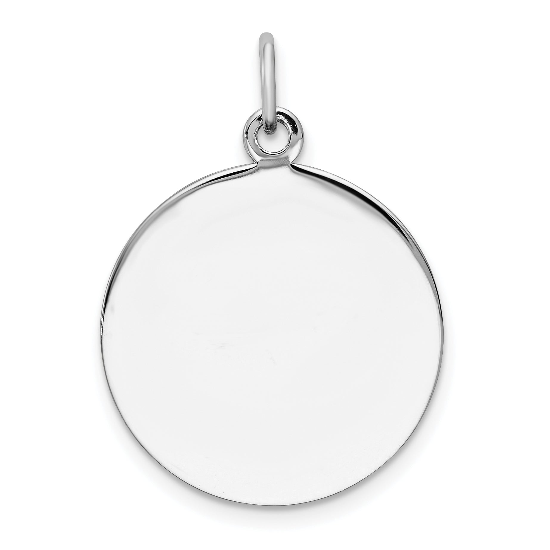 Sterling Silver Rh-Plt Engraveable Round Polished Front/Back Disc Charm