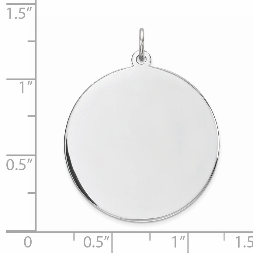 Sterling Silver Rhod-Plated Eng. Rnd Polish Front/Satin Back Disc Charm