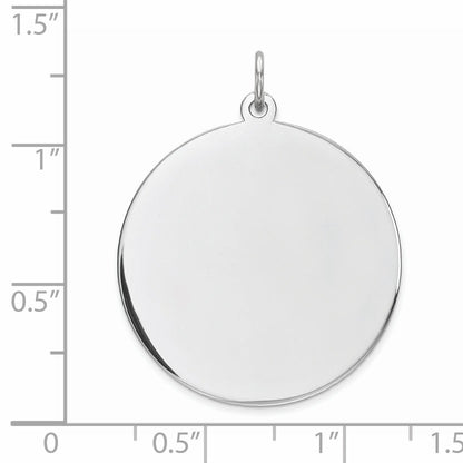 Sterling Silver Rhod-Plated Eng. Rnd Polish Front/Back Disc Charm