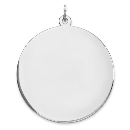Sterling Silver Rhod-Plated Eng. Rnd Polish Front/Satin Back Disc Charm