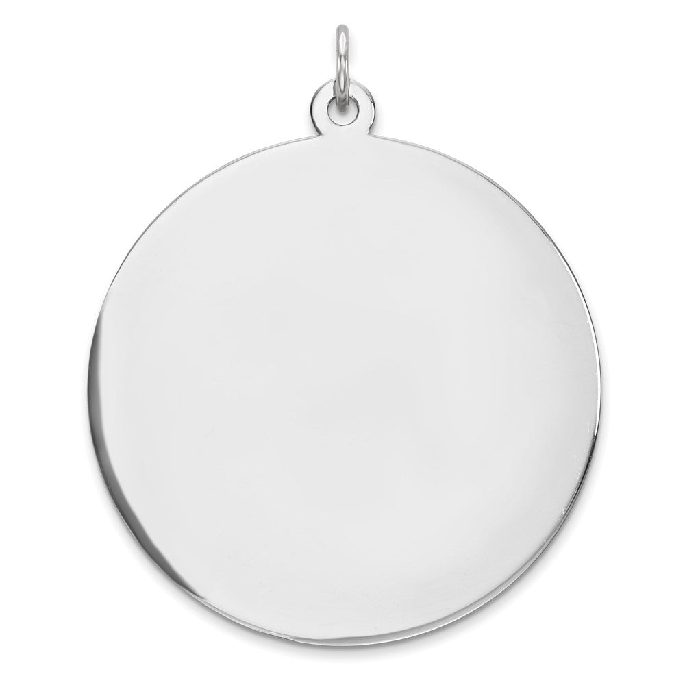 Sterling Silver Rhod-Plated Eng. Rnd Polish Front/Back Disc Charm