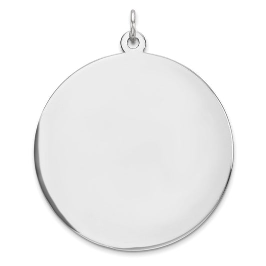 Sterling Silver Rhod-Plated Eng. Rnd Polish Front/Satin Back Disc Charm