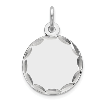 Sterling Silver Rhod-Plated Eng. Rnd Polish Front/Satin Back Disc Charm
