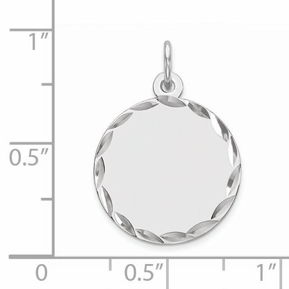 Sterling Silver Rhod-Plated Eng. Rnd Polish Front/Satin Back Disc Charm