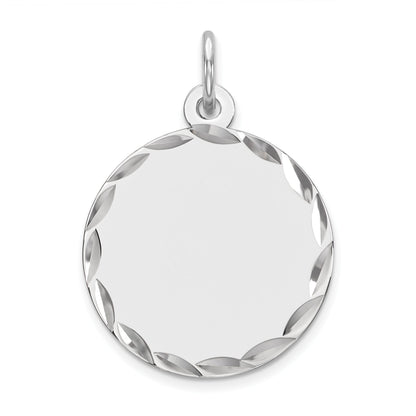 Sterling Silver Rhod-Plated Eng. Rnd Polish Front/Satin Back Disc Charm