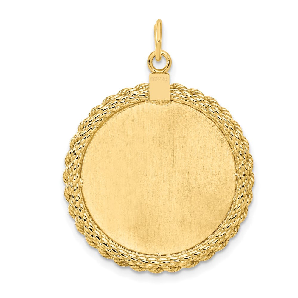 Ss/Gold Plated Sterling Silver Gp Engraveable Round With Rope Polished Disc