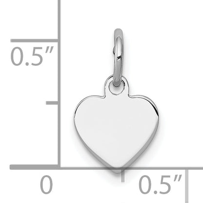 Sterling Silver Ss Rh-Plt Engraveable Heart Polished Front/Satin Back Disc Charm