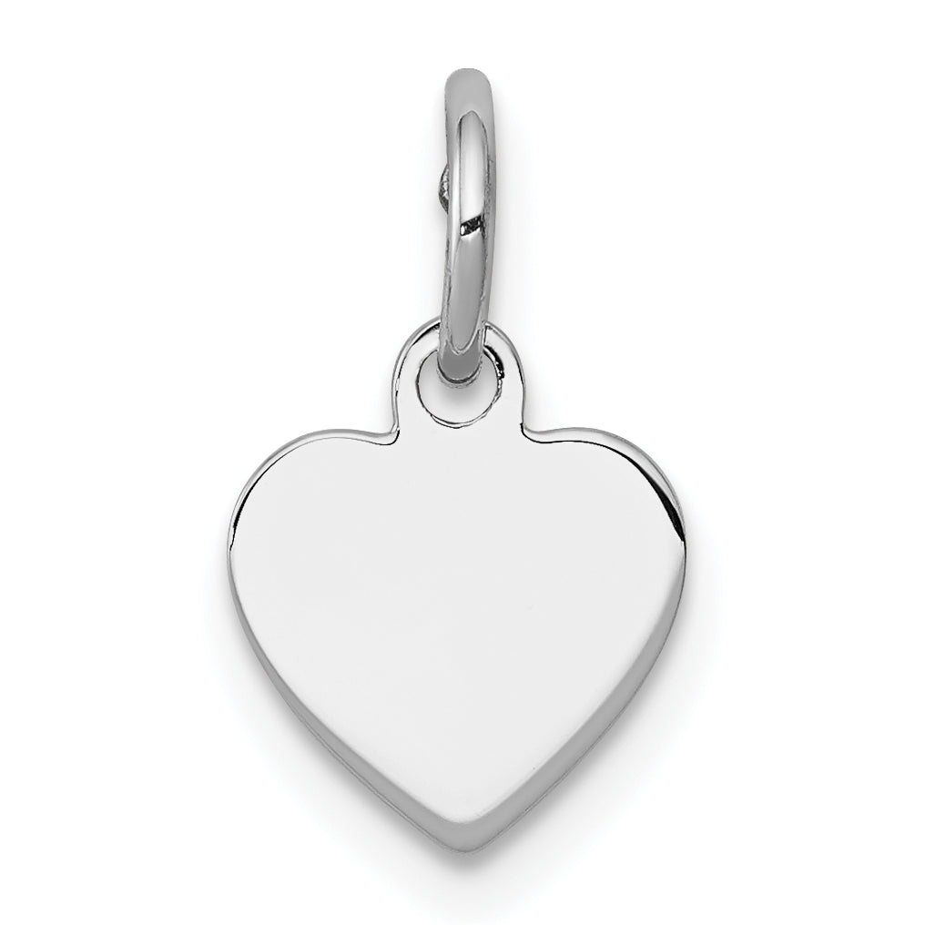 Sterling Silver Ss Rh-Plt Engraveable Heart Polished Front/Satin Back Disc Charm