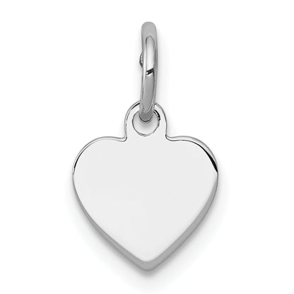 Sterling Silver Ss Rh-Plt Engraveable Heart Polished Front/Satin Back Disc Charm