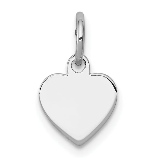 Sterling Silver Ss Rh-Plt Engraveable Heart Polished Front/Satin Back Disc Charm