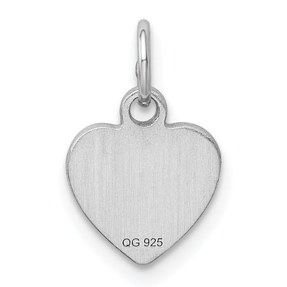 Sterling Silver Rh-Plt Engraveable Heart Polished Front/Back Disc Charm