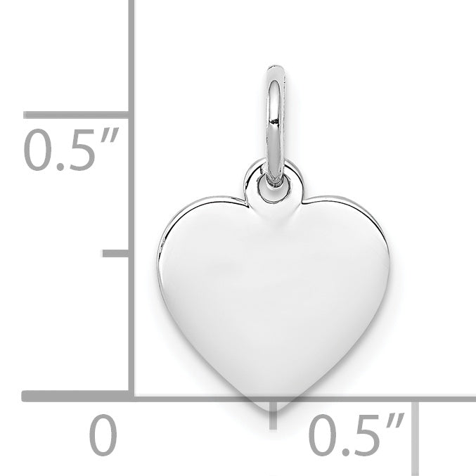Sterling Silver Rhodium-Plated Engraveable Heart Polished Disc Charm