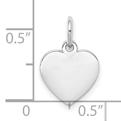 Sterling Silver Rhodium-Plated Engraveable Heart Polished Disc Charm