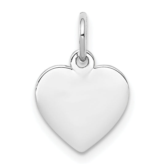 Sterling Silver Ss Rh-Plt Engraveable Heart Polished Front/Satin Back Disc Charm