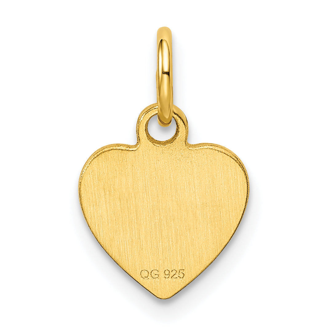Ss/Gold Plated Sterling Silver Gp Engraveable Heart Polished Disc Charm