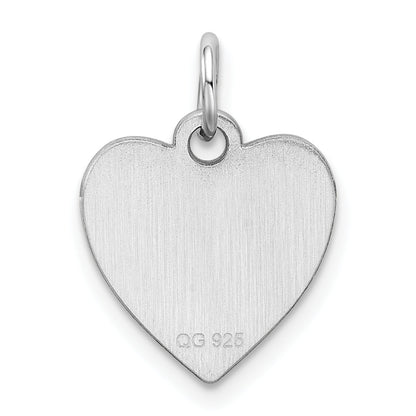 Sterling Silver Rhod-Plated Eng. Heart Polish Front & Back Disc Charm