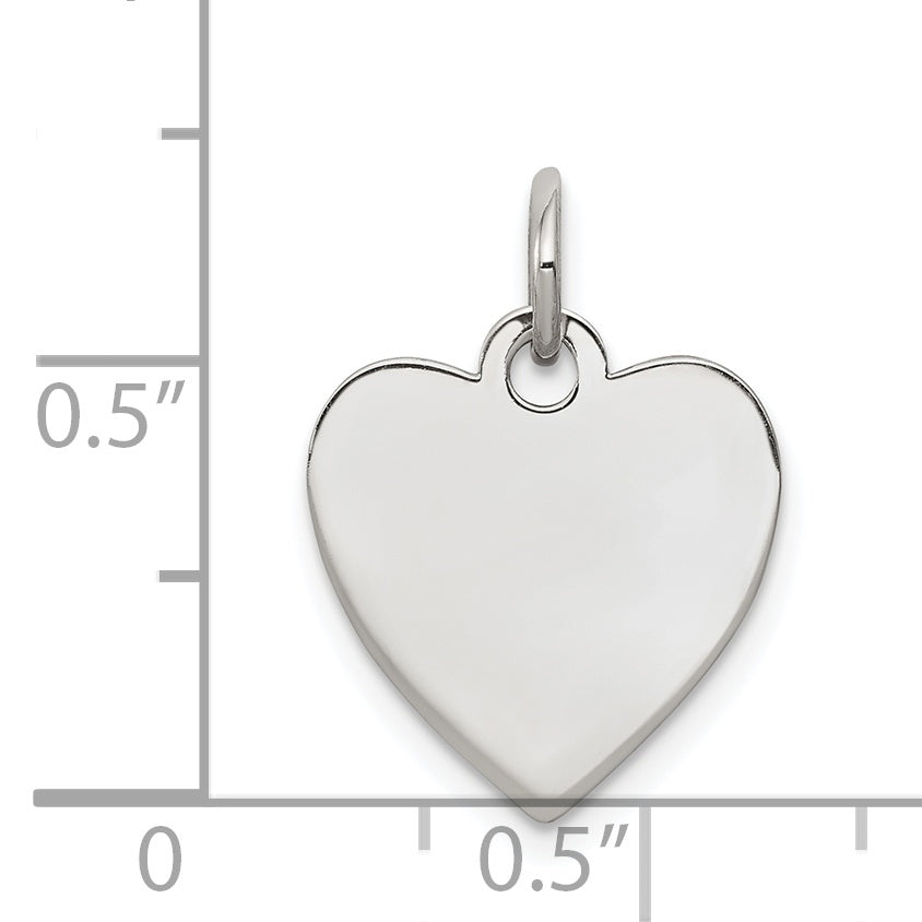 Sterling Silver Rhod-Plated Eng. Heart Polish Front & Back Disc Charm