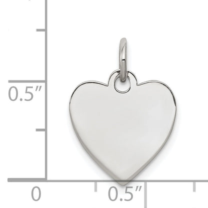 Sterling Silver Rhod-Plated Eng. Heart Polish Front/Satin Back Disc Charm
