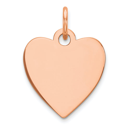 Ss/Rose Plated Sterling Silver Rg Eng. Heart Polish Front/Satin Back Disc Charm