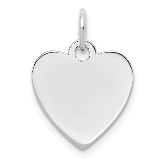 Sterling Silver Rhod-Plated Eng. Heart Polish Front/Satin Back Disc Charm