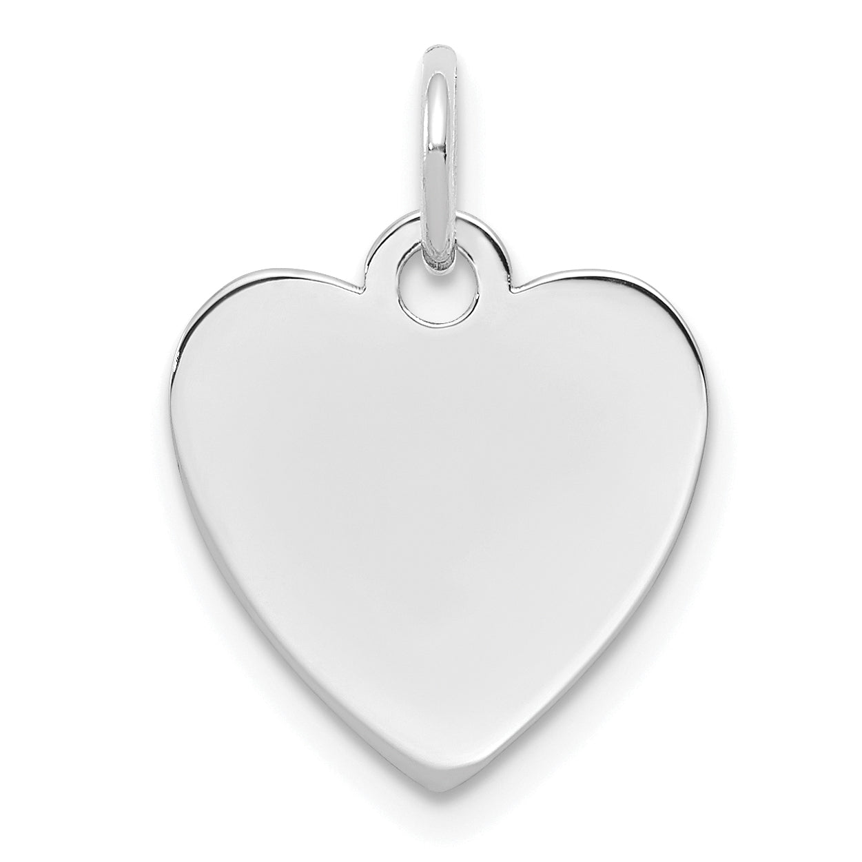 Sterling Silver Rhod-Plated Eng. Heart Polish Front & Back Disc Charm