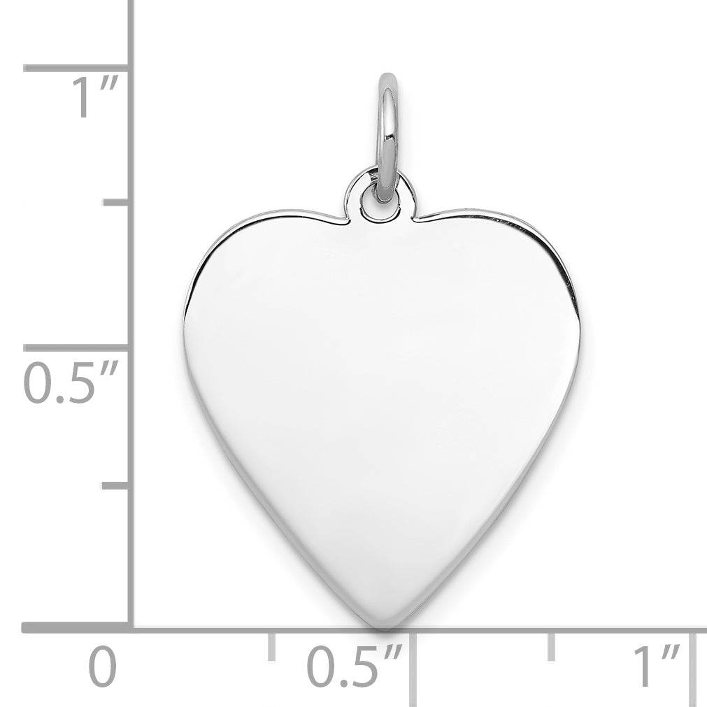 Sterling Silver Rhod-Plated Eng. Heart Polish Front/Satin Back Disc Charm